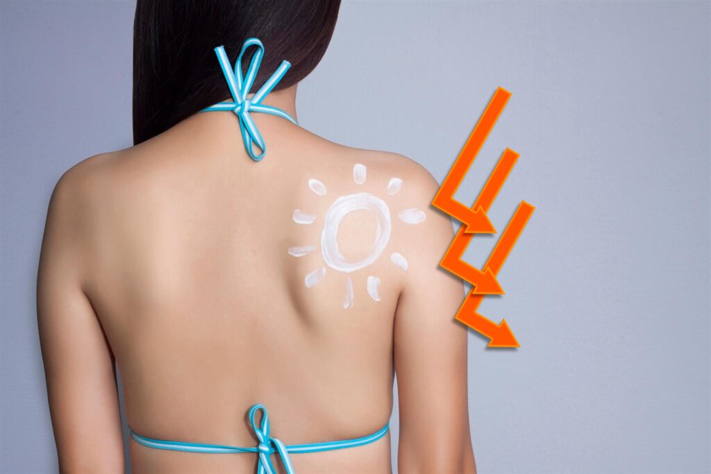 UV reflecting off of skin after applying sunscreen