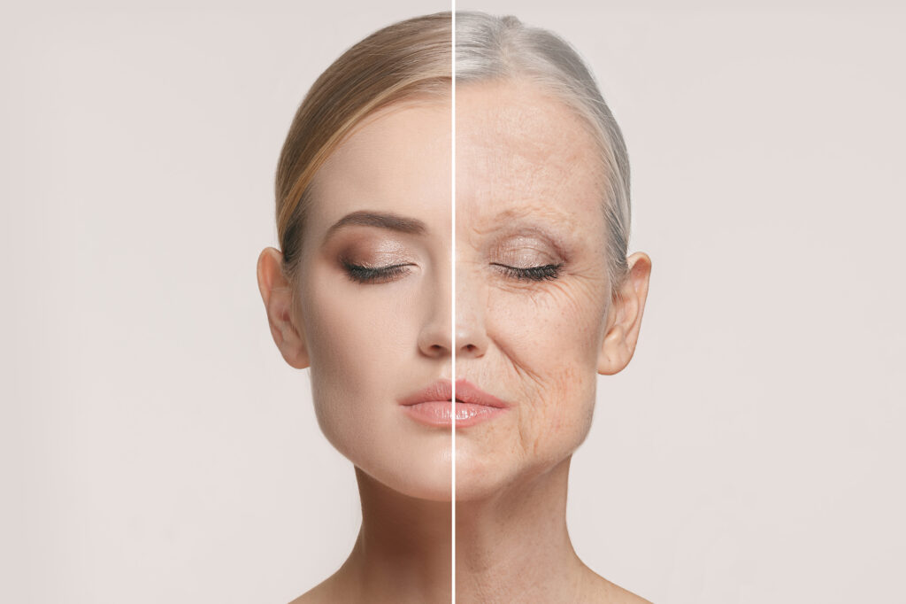 Woman aging skin