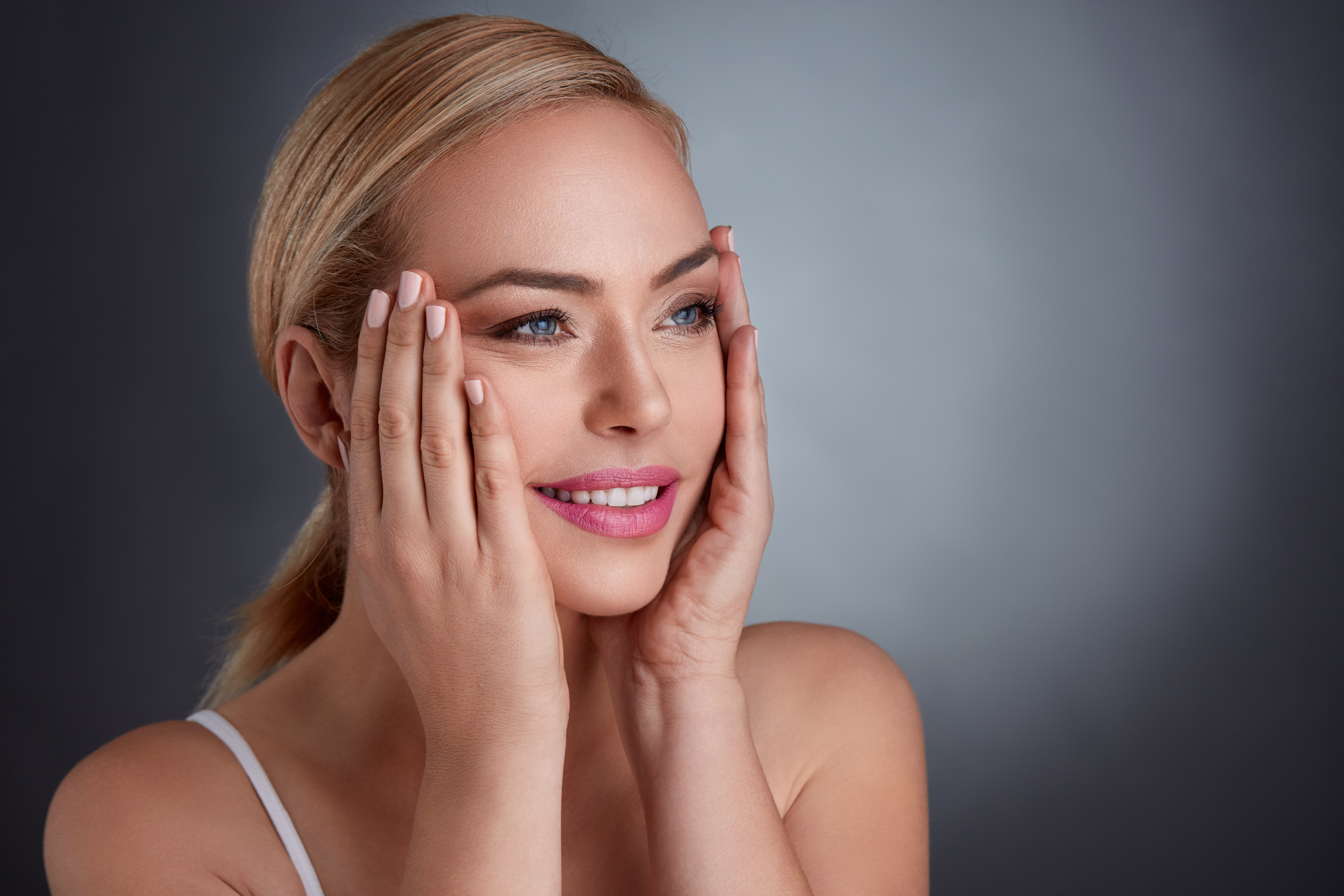 Woman tightening skin